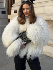 Faux Fox Fur Patchwork Long Coat