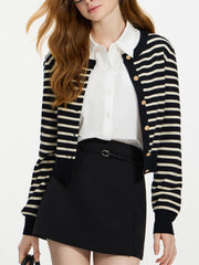 Striped Knit Vest Jacket Fall Cardigan