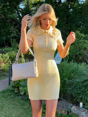 Knitted Ruffle High Waist Mini Dress