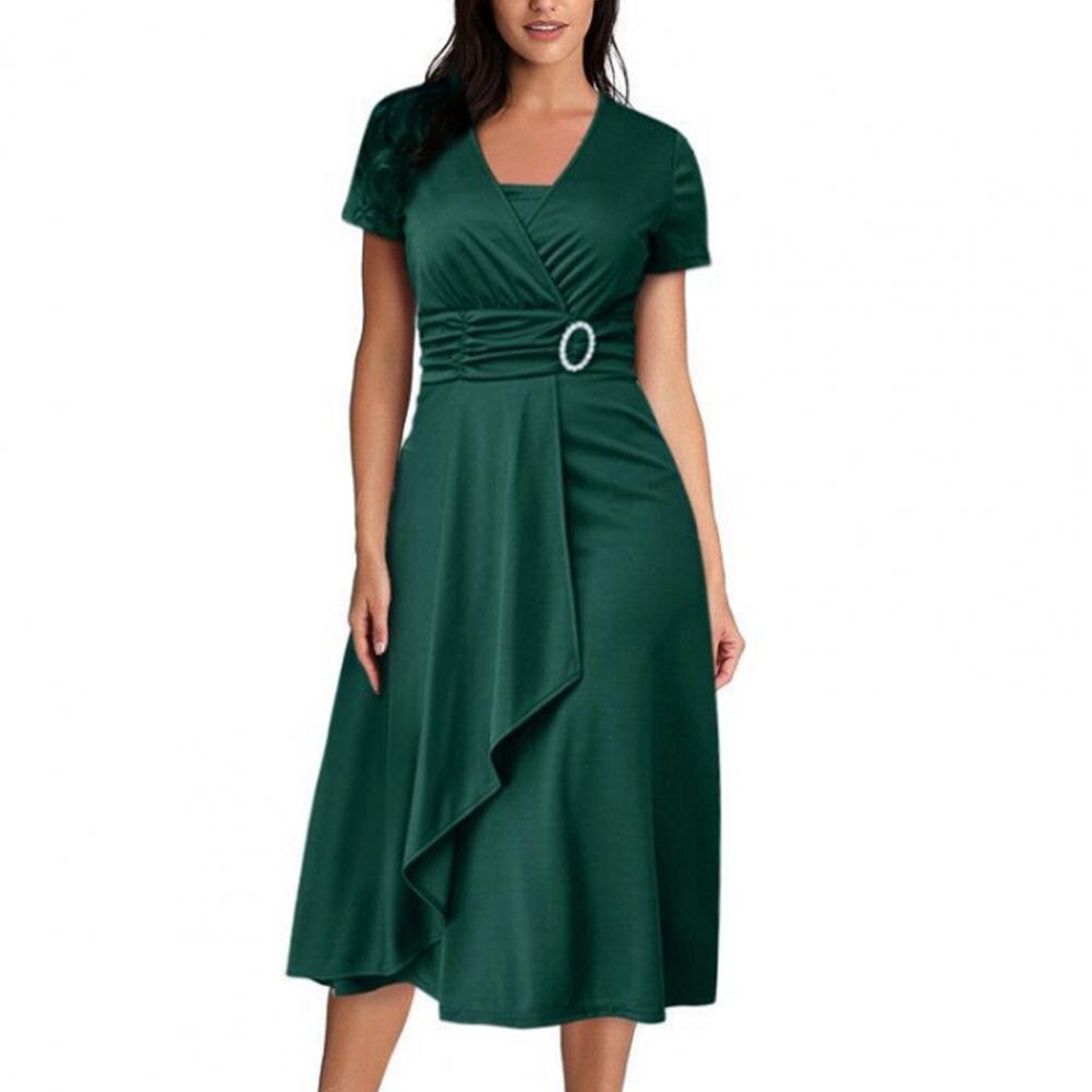 2024 Solid Color Large Hem A-Line Dress