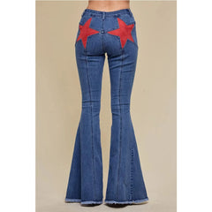 Star Print Bootcut Wide Leg Pant