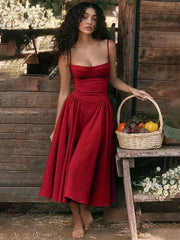 Strapless A-Line Backless Midi Dress