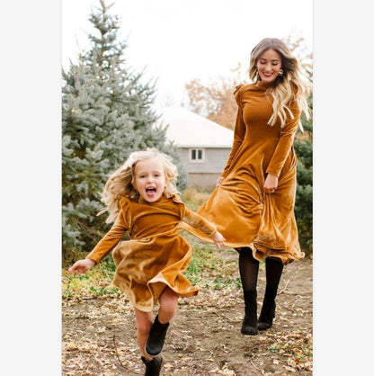 Amy Fashion - Mother Daughter Ruffled Long Casual Loose Party Dresses