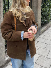 Solid Lapel Pocket Winter Coat