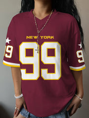 Red Number Quick Dry Loose T-shirt