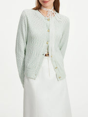 Floral Yarn French Long Sleeve Cardigan