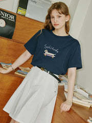 Printed Cotton Drop Sleeve T-shirt