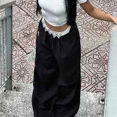Lace Patchwork Cargo Joggers Pant