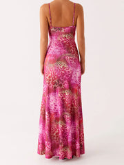 Slim Spaghetti Strap Long Floral Dress
