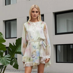 V-Neck Knit Sling Floral Dress