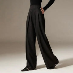 Draped Tight Waist Wide Leg Pant