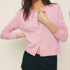 Vintage Button Round Neck Knit Cardigan