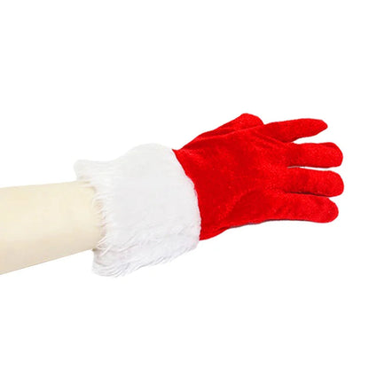 Santa Claus Festive White Fur Red Full Finger Fancy Dress Party Christmas Glove