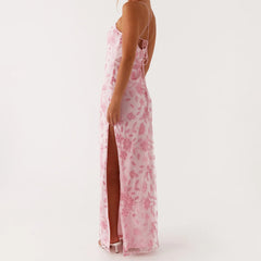 Sequin Beaded High Slit Cami Vacation Dress