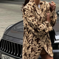 Belted Printed Lapel Blazer Coat