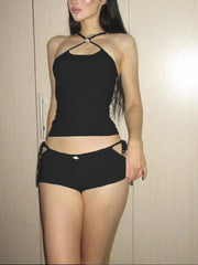 Criss Cross Camisole Shorts Two Piece Set