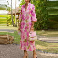 Elegant Floral V-Neck Half Sleeve Boho Dress