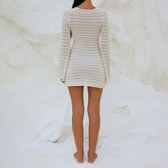 Solid Color Hollow Bodycon Dress