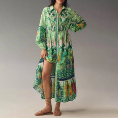 Vintage Floral Shirt Loose Vacation Dress