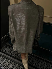 Sequin Glitter Pocket Lapel Coat