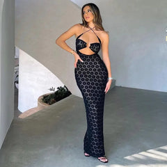 Lace Cross Halter Neck She Bodycon Dress