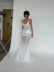 Pintuck Mesh Party Maxi Dress