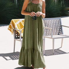 Cotton Gauze Muslin Strap Sleeveless Casual Boho Dress