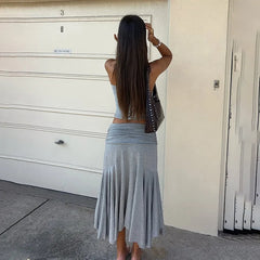 One Shoulder Irregular Long Skirt Two Piece Set