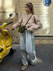 Pocket O-neck Short Knit Cardigan