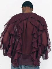 Chic Long Sleeve Layered Blouse