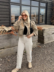 Khaki Short Thick Pocket Street Coat