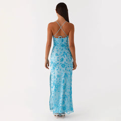 Beaded Sequin Cami Split Bodycon Dress