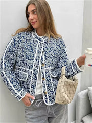 Printed Contrast Pocket Coat