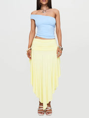 Asymmetrical Pleated Long Skirt