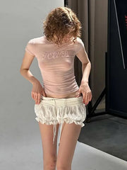 Low-Rise Zippered Denim Short