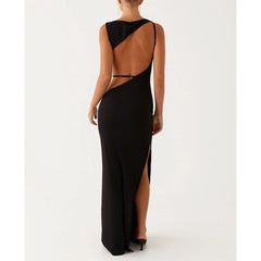 Solid Color Sleeveless Boa Bodycon Dress