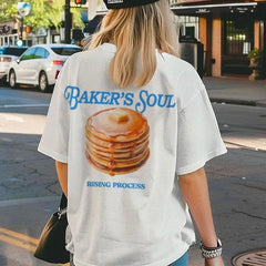 Retro Pancake Graphic Oversized T-shirt
