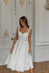 Lace V Neck Knee A-Line Vacation Dress