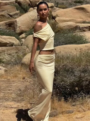 Sleeveless Crop Slit Skirt Two Piece Set