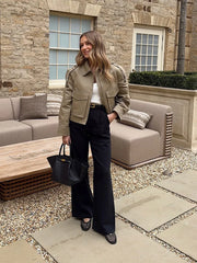 Khaki Short Thick Pocket Street Coat