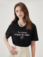 Letter Print Black Shoulder T-shirt