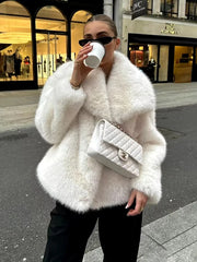 Fluffy Fox Fur Lapel Streetwear Coat