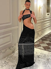 See Through Waistless Halter Party Dress