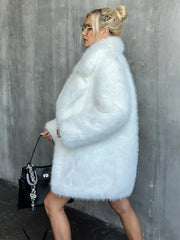 Mid-length Faux Fox Fur Lapel Coat