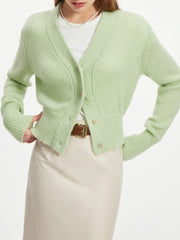 V-neck Long Sleeve Knit Coat Cardigan