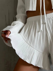 Plaid Lace Up Loose Shorts Two Piece Set