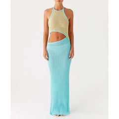 Sleeveless Cutout Knitwear Color Bodycon Dress