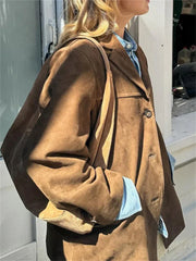 Solid Lapel Pocket Winter Coat