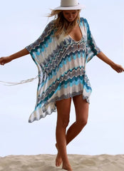 Cotton Crochet Tunic Mini Lace-up Deep V Boho Dress