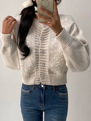 Cropped Twist Thick Warm Knit Cardigan
